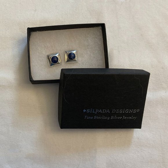 RARE Silpada Retired Sterling Silver & Sodalite post earrings - Picture 2 of 4